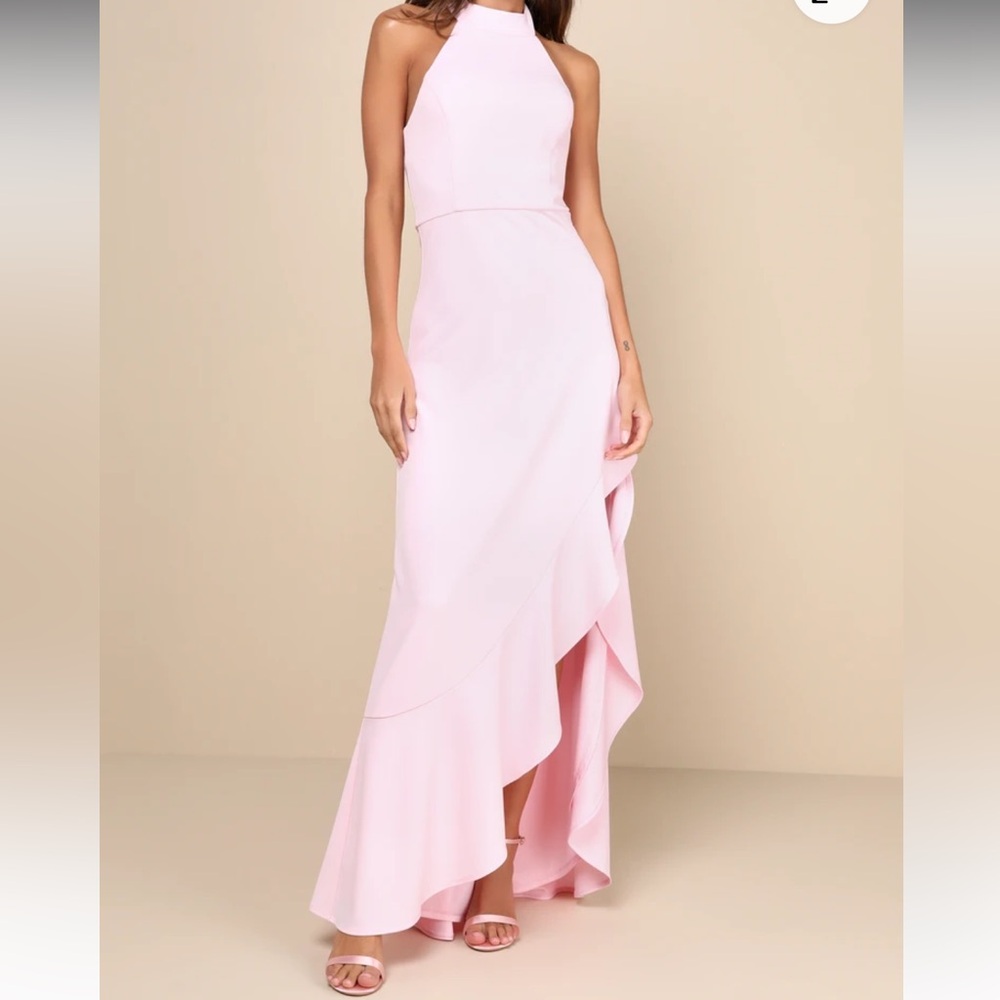 Lulu's Blush Pink Halter Maxi Dress